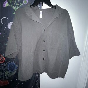 Gray Casual Button Up